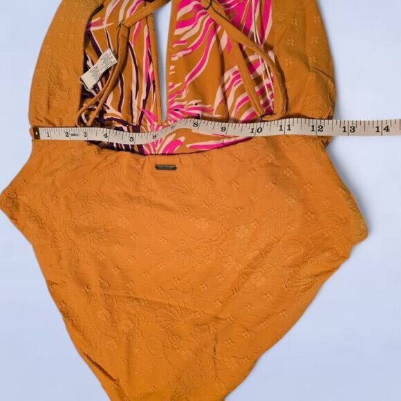 Maaji Reversible Safari Caramel‎ Brown V-Plunge One Piece Swimsuit - Size Large - Picture 8 of 9
